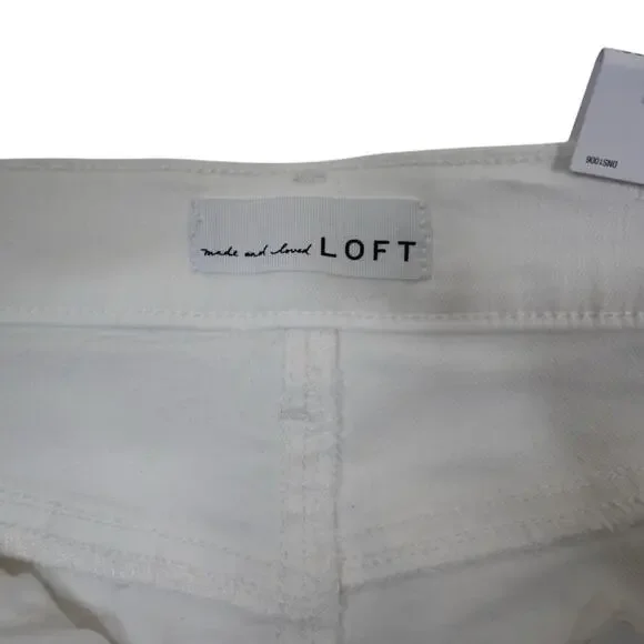 LOFT Womens 29/8 Fresh Cut High Rise Denim Bike Shorts in White NEW - Picture 9 of 12